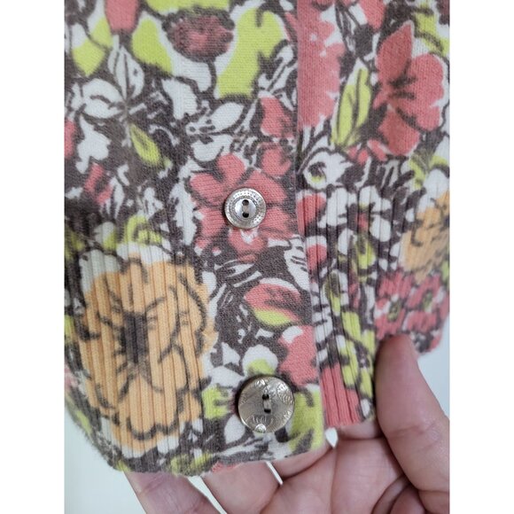 J.Jill VTG Women's LG Stretch Floral Cardigan Sweater 3/4 Sleeve Bloomcore - Picture 3 of 12